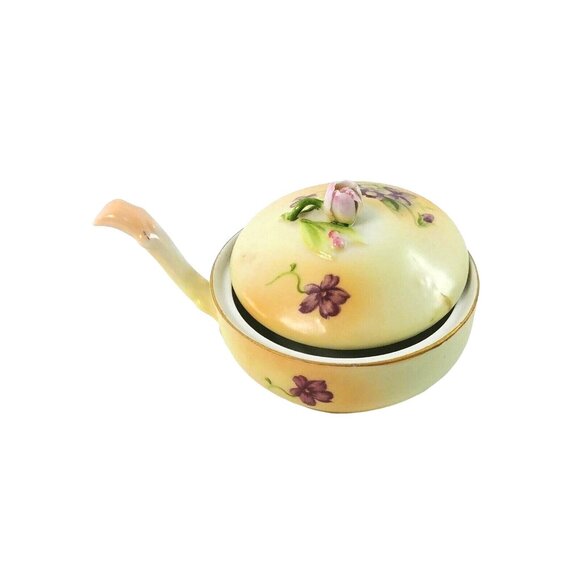 Vintage Hal-Sey Fifth Hand-Painted Porcelain Trinket Dish with 3d Rose top Lid - Picture 8 of 8